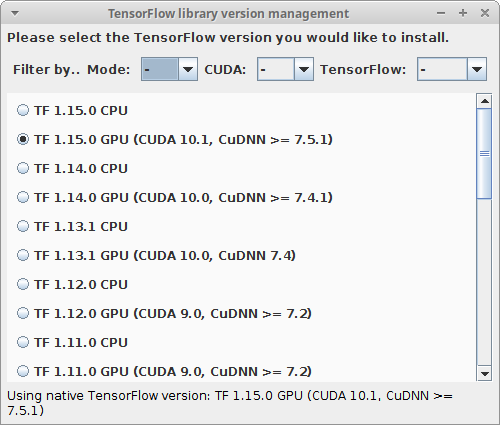 Edit > Options > TensorFlow... Edit > Options > TensorFlow...