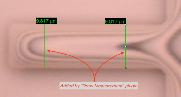 Microscope meas tools draw meas line