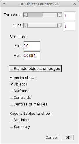 3D Objects counter options