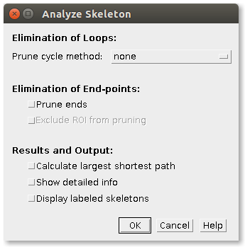 Main dialog of the AnalyzeSkeleton plugin