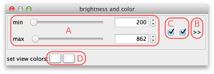 BigDataViewer brightness and color settings dialog