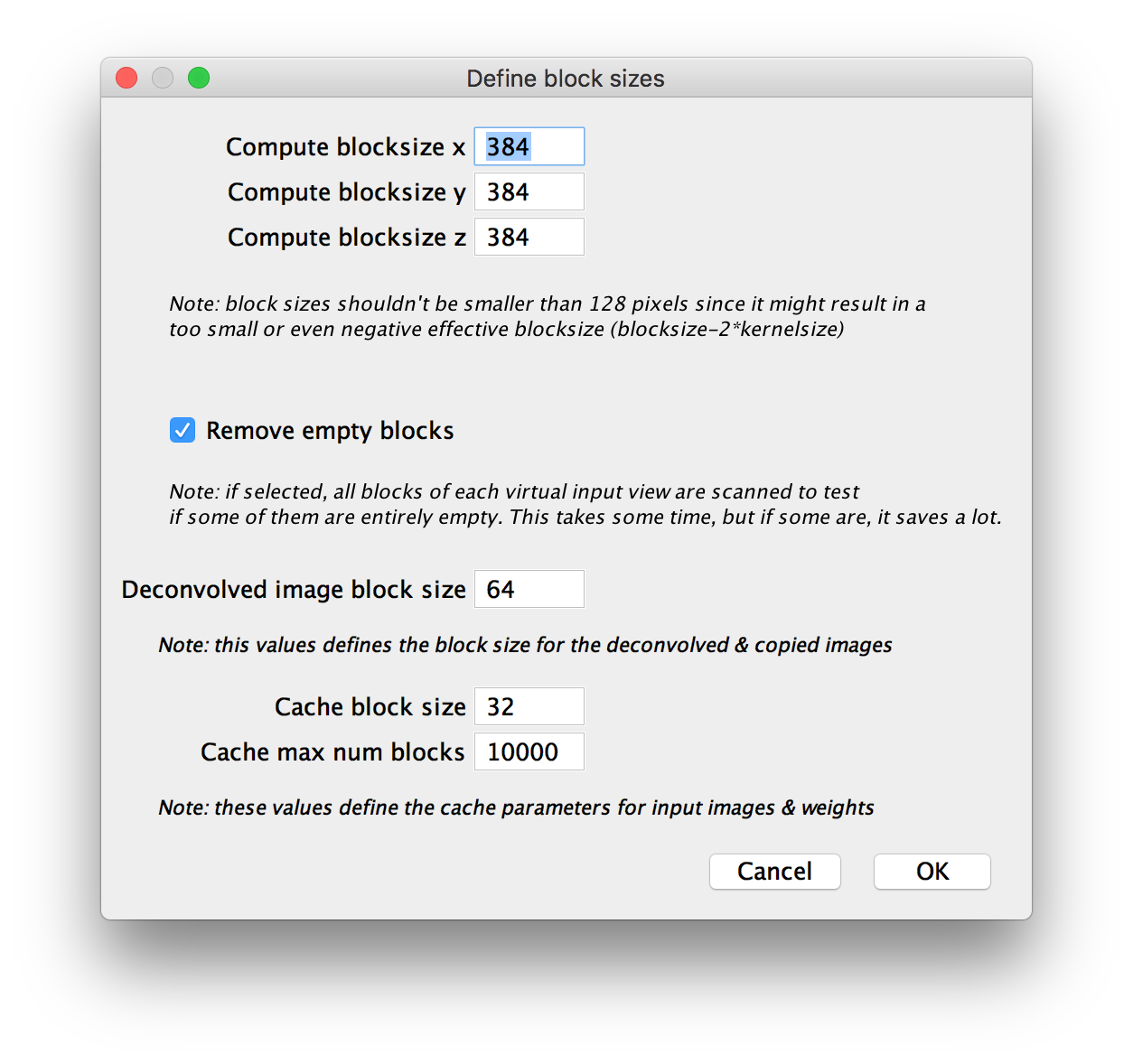 BigStitcher Deconvolution blocksize