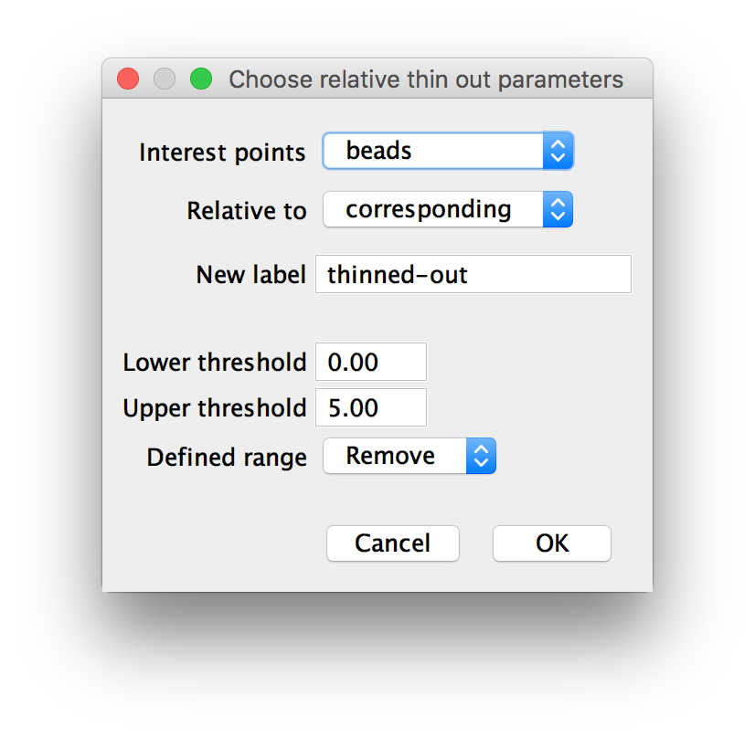 BigStitcher remove by distance dialog