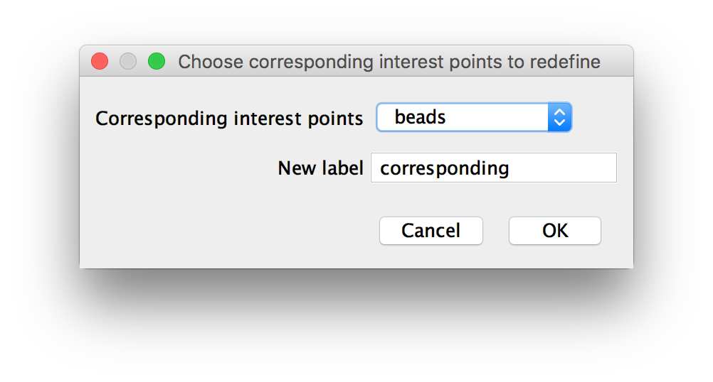 BigStitcher new interest points from correspondences dialog