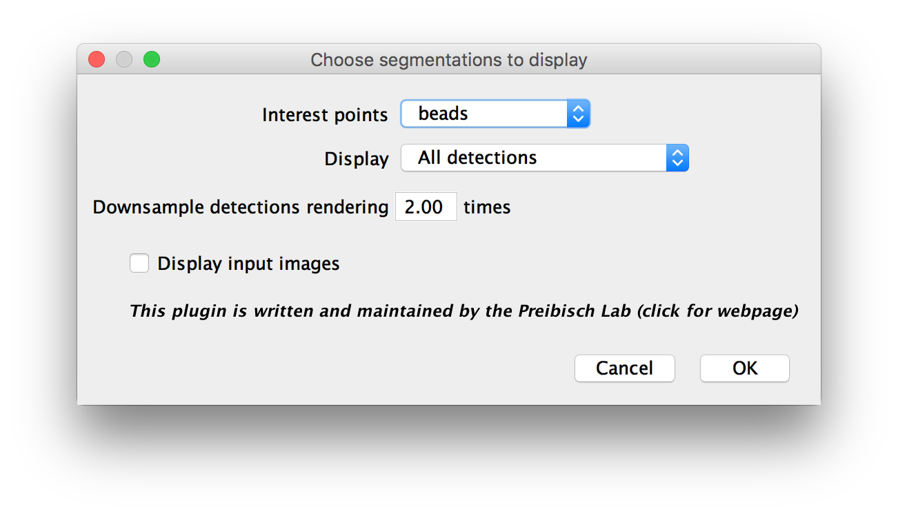BigStitcher visualize interest points dialog