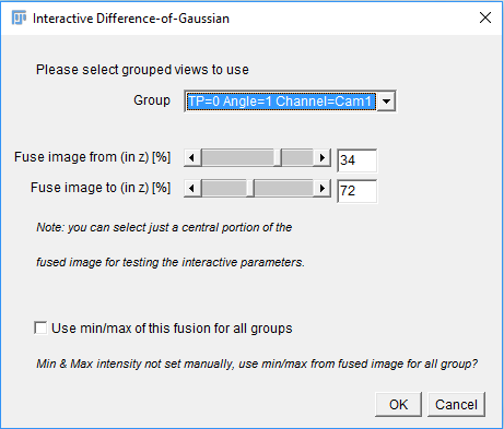 BigStitcher interactive detection preview with grouped views