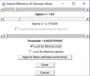 BigStitcher interactive interest point detection window