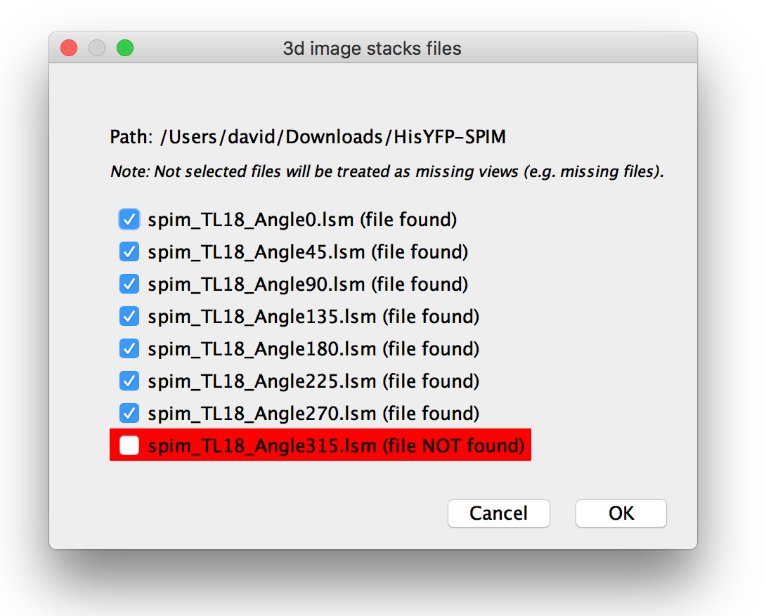 Verification of files in dataset.