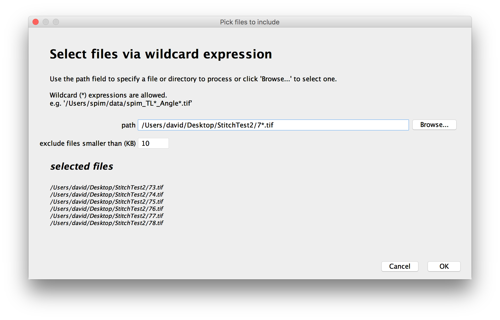 Preview of selected files