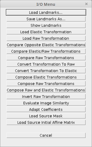 bUnwarpJ Input/Output menu.