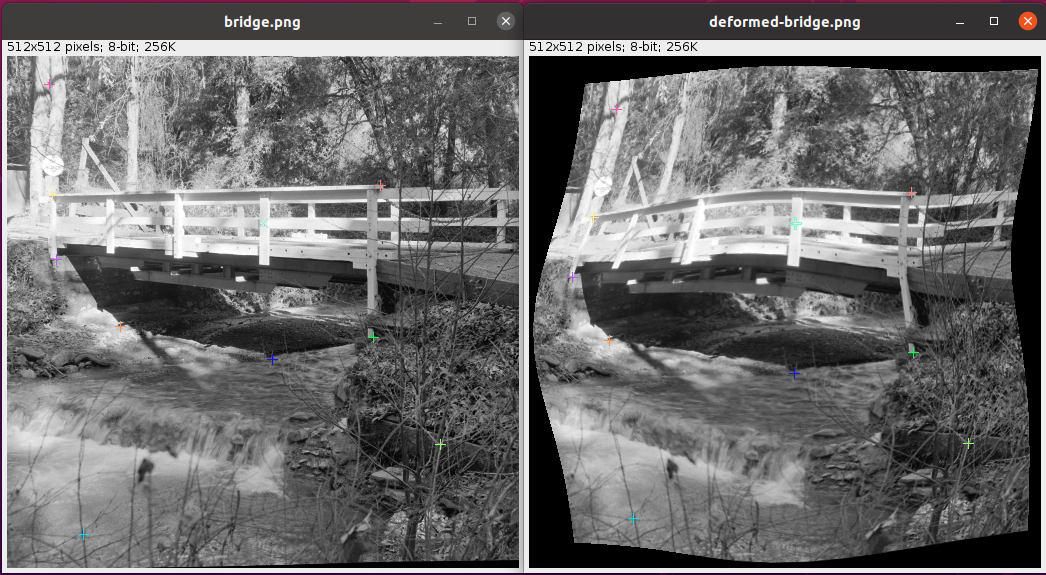 Example of landmarks on moving and fixed images.