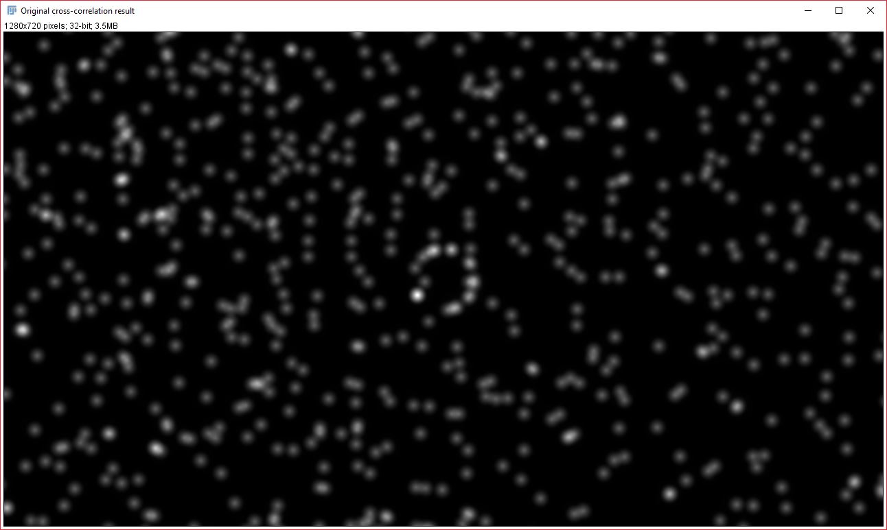 Initial, unmodified cross-correlation result