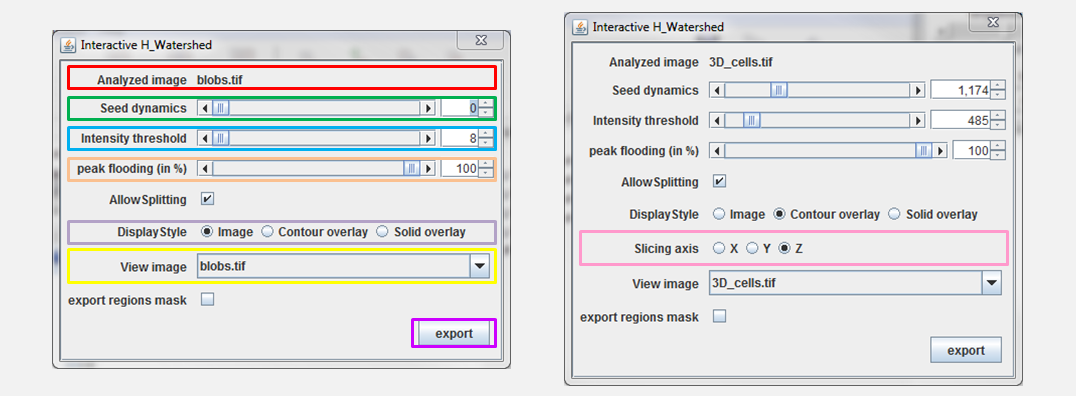 Interactive Watershed control panel for 2D and 3D images