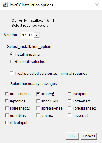 Javacv installer ui