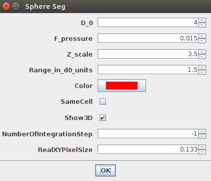 LimeSeg Sphere Seg parameters for multiple cells