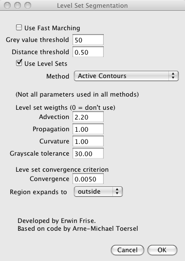 Level Sets dialog with Level Sets option and expand-to-outside setting