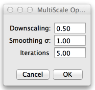 LLTT multiscale tracking options dialog