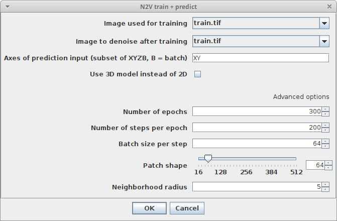 N2V train & predict parameters