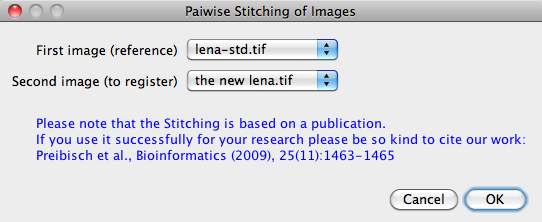 Shows the selection of input images.