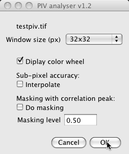 Piv analyser window