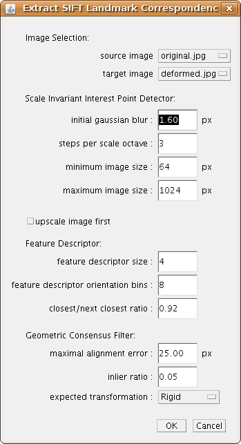 SIFT parameters SIFT parameters