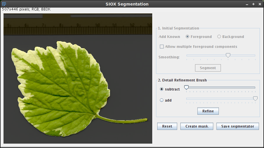 Example of SIOX result after initial segmentation