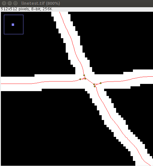 Ridge detection with low sigma (1.6) producing unsuitable junction points