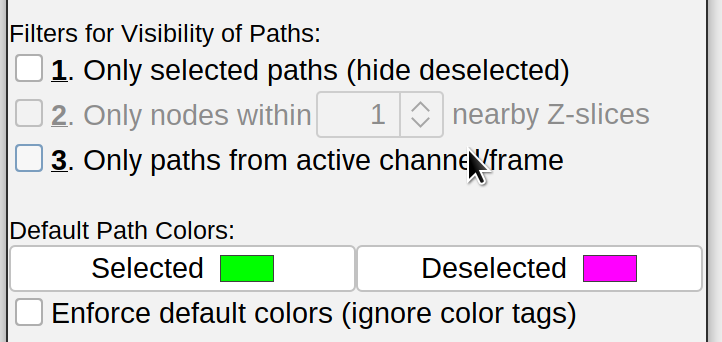 SNT path visibility filters