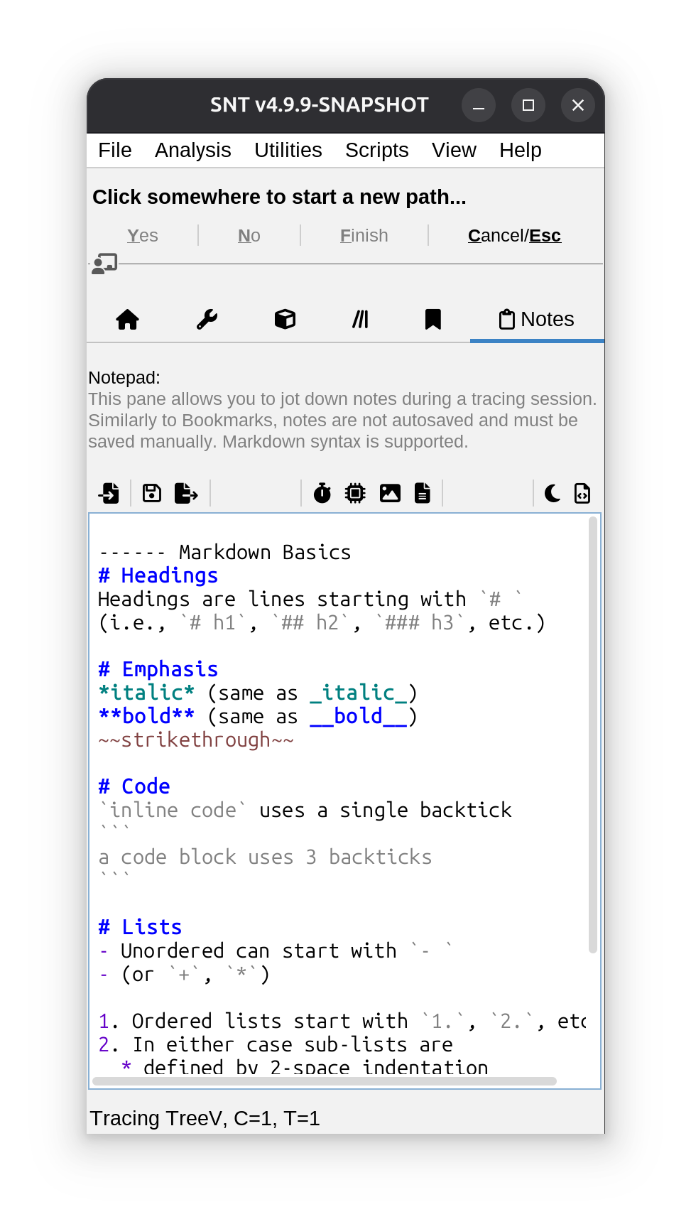 Notes tab