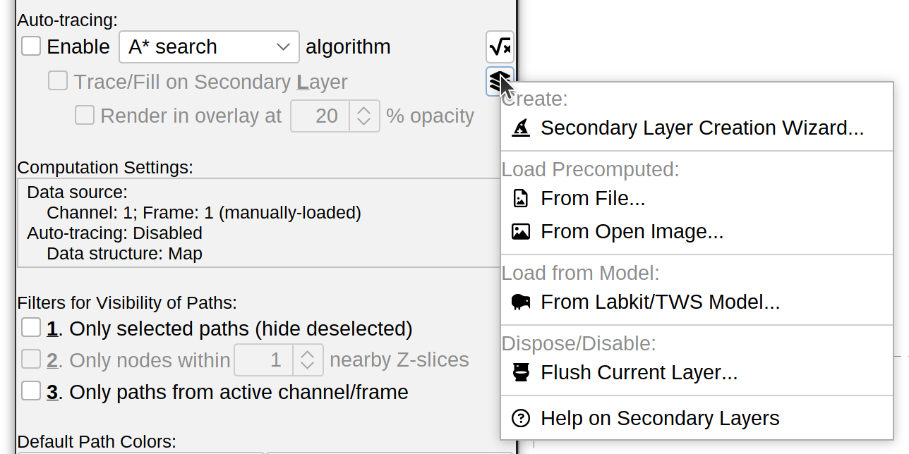 Secondary layer controls