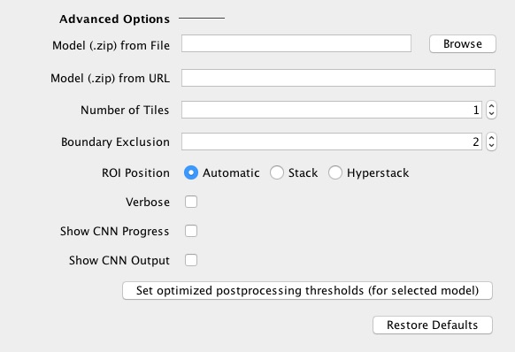 StarDist advanced options