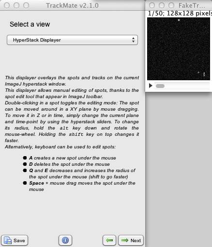 TrackMate view/displayer selection panel