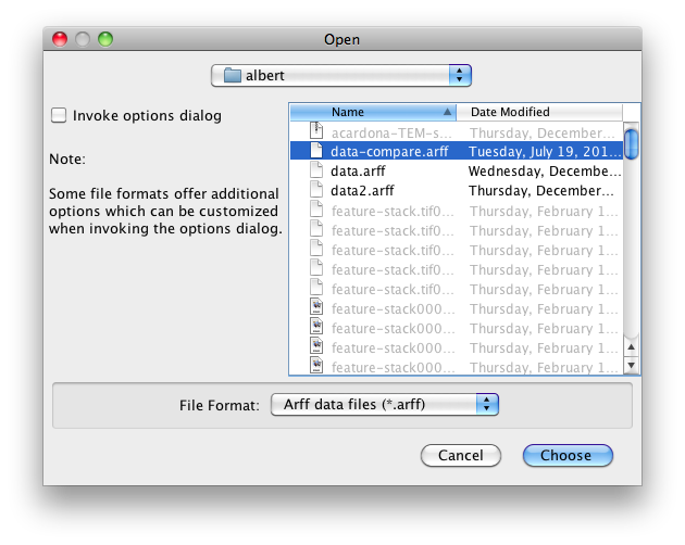 WEKA Experimenter add dataset dialog