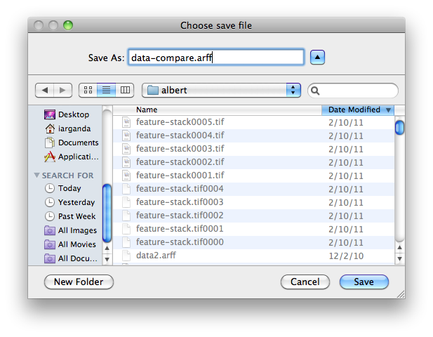 Trainable Weka Segmentation save data dialog