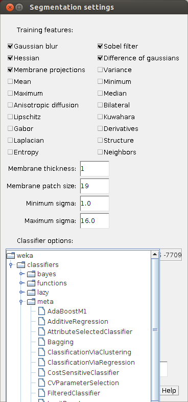 Settings new classifier