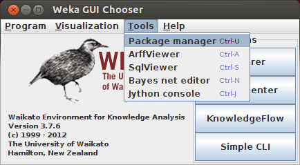 Weka gui chooser package manager