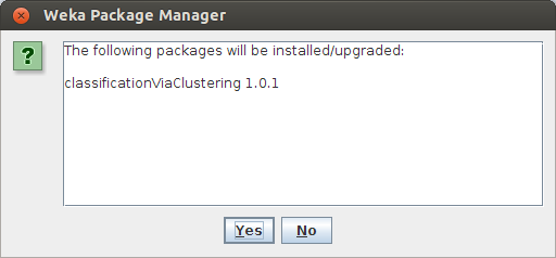Weka package manager confirmation