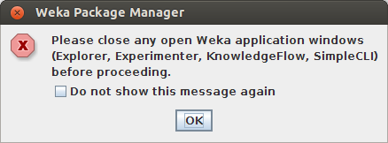 Weka warning install package