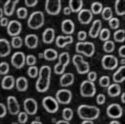 Marker-controlled flooding on the gradient image of the blobs sample.