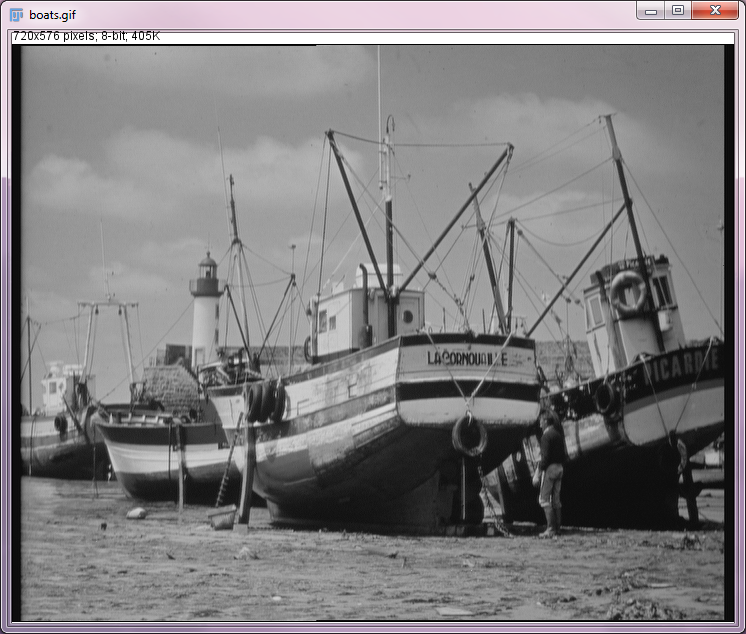 Boats image opened in ImageJ2 from MATLAB