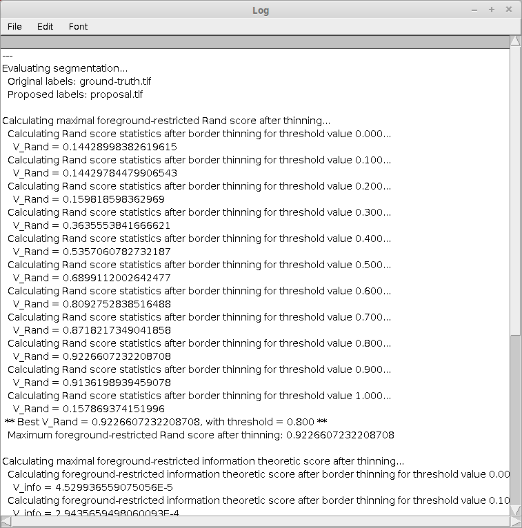 Script segmentation evaluation thinning log