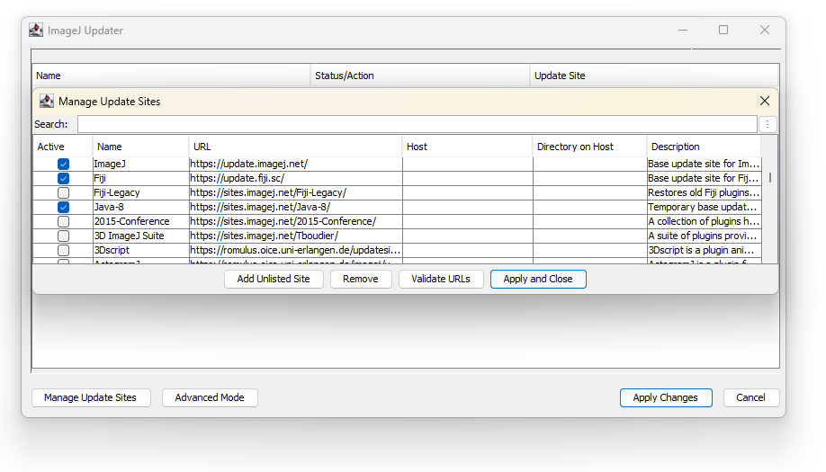 Manage sites